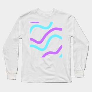 Blue purple watercolor stripes art Long Sleeve T-Shirt